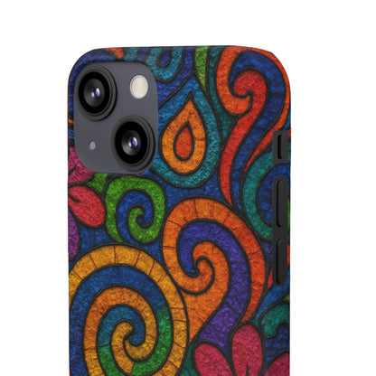Psychedelic Hippie Phone Case, Boho Rainbow Retro 70s Groovy Art Cover