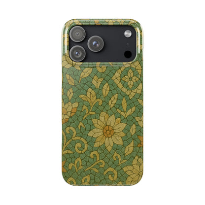 Slim Phone Cases Desert Bloom Boho Mosaic iPhone Case | Handcrafted Ceramic Tile Look | Warm Terracotta & Rose
