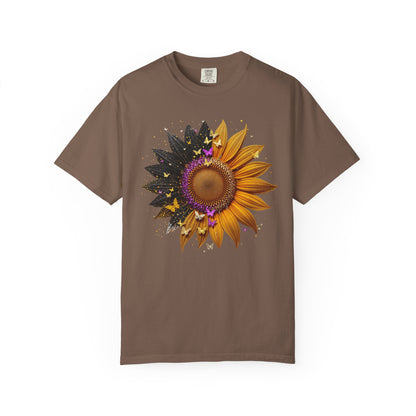 Sunflower Unisex Garment-Dyed T-shirt, Yellow Flower Tee, Floral Shirt, Botanical Top, Nature Lover Gift