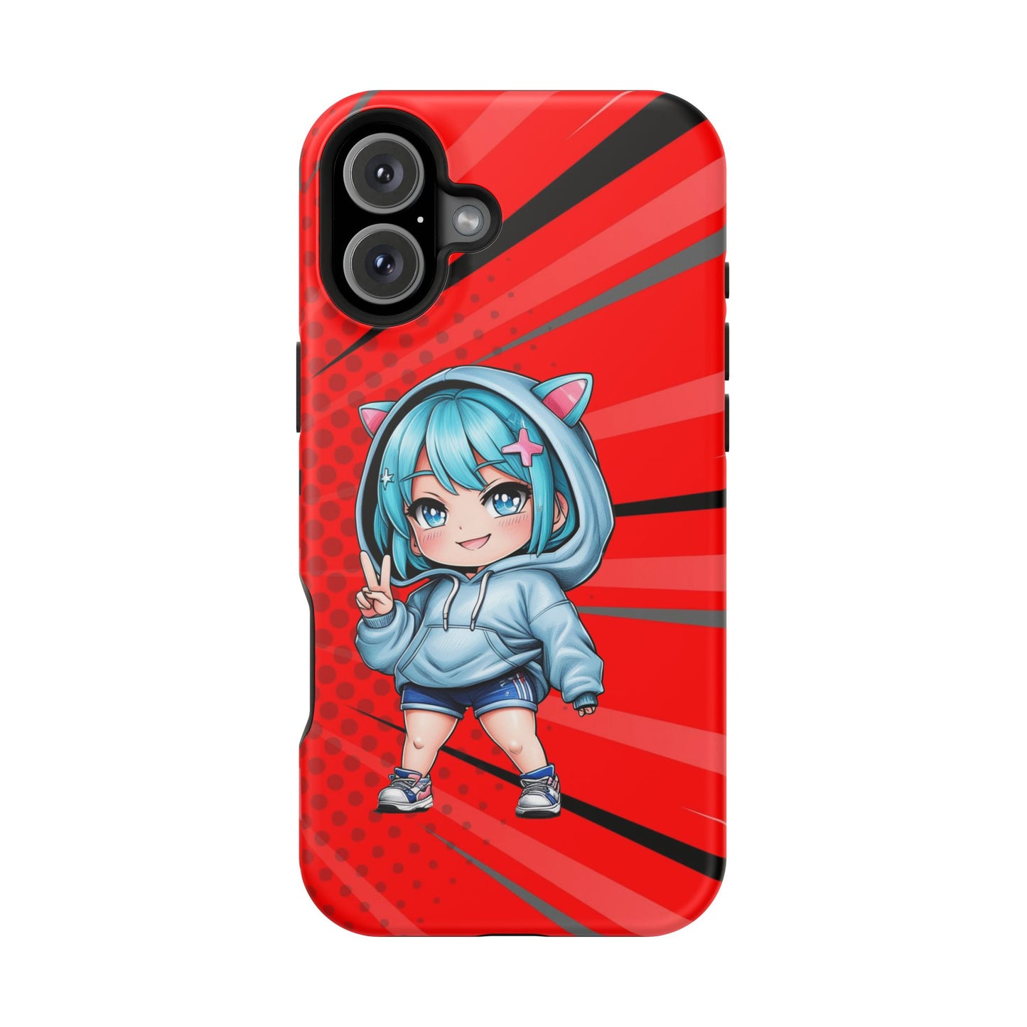 Phone Cases, Cute Chibi Girl in Cat Hoodie, Kawaii Anime Design, Protective Cover, Gift for Anime Fans, Cute Phone Accessories, Cat Lover