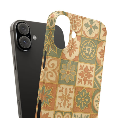 1Slim Phone Cases Boho Dreams Mosaic iPhone MagSafe Case | Vintage Tile Aesthetic | Terracotta, Teal & Gold Ceramic Design