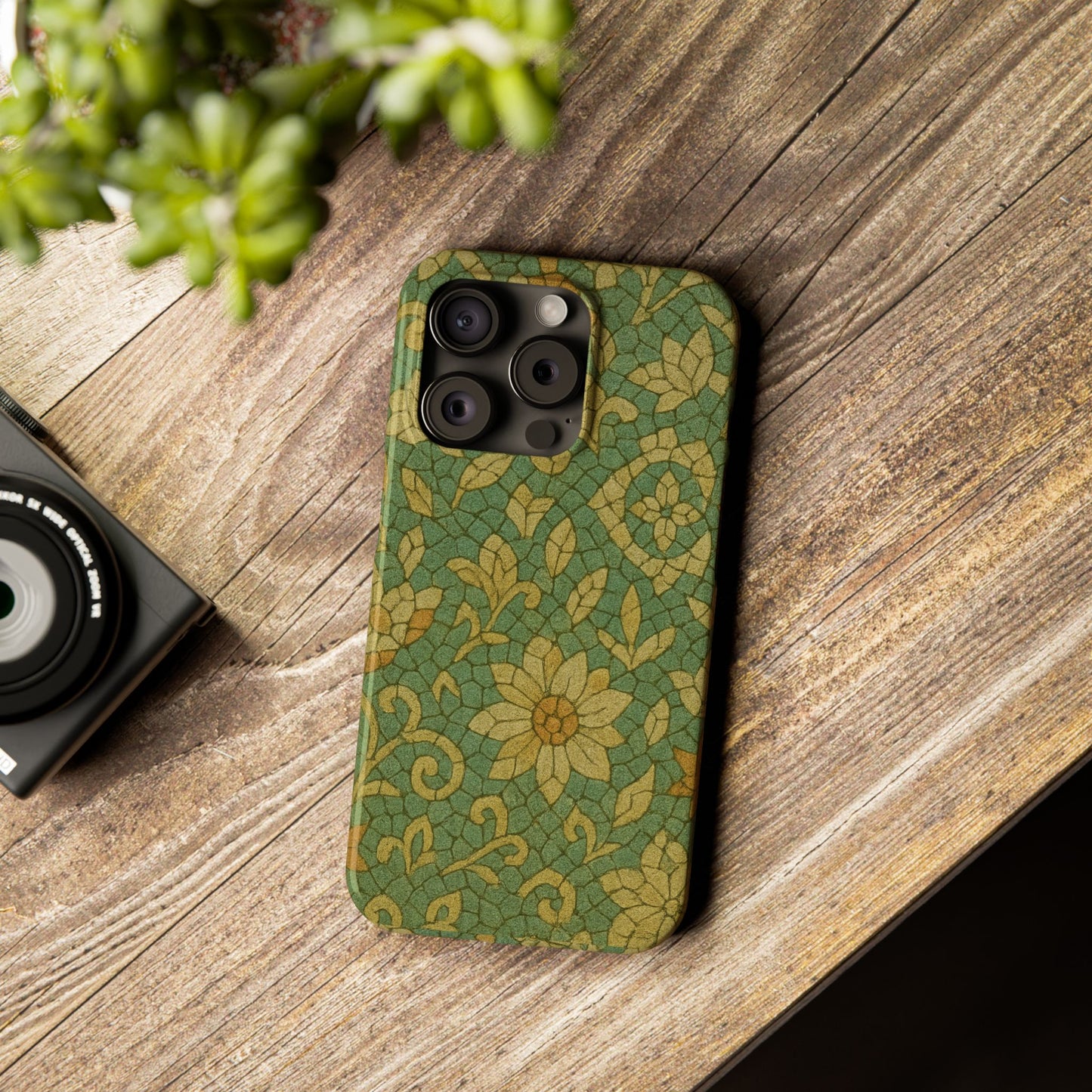 Slim Phone Cases Desert Bloom Boho Mosaic iPhone Case | Handcrafted Ceramic Tile Look | Warm Terracotta & Rose