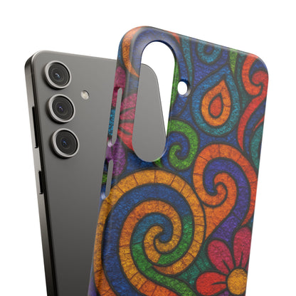 Psychedelic Hippie Phone Case, Boho Rainbow Retro 70s Groovy Art Cover