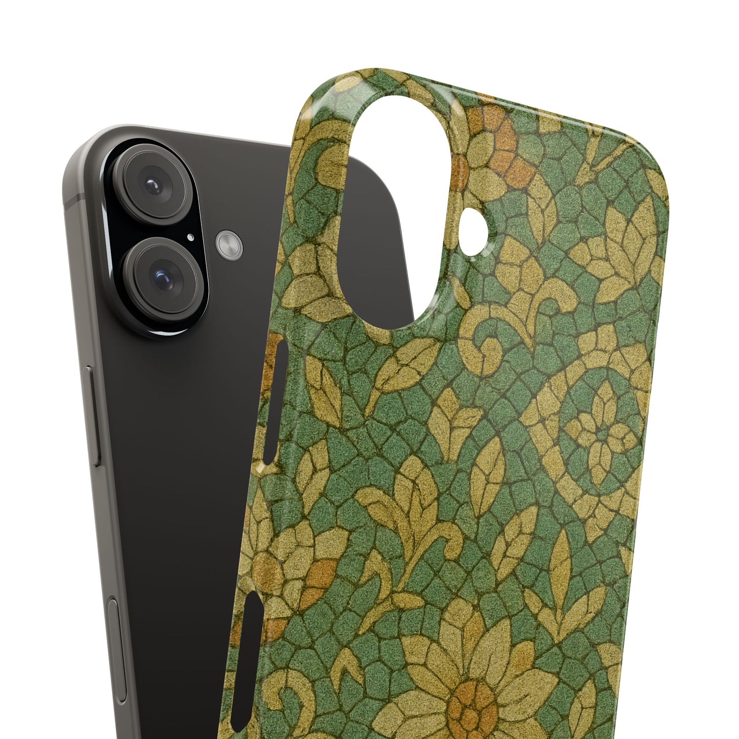 Slim Phone Cases Desert Bloom Boho Mosaic iPhone Case | Handcrafted Ceramic Tile Look | Warm Terracotta & Rose