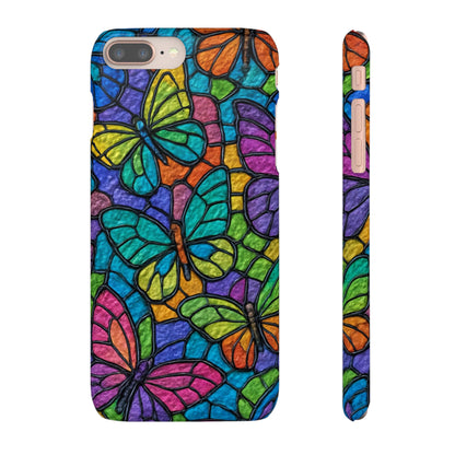 Psychedelic Butterfly Mosaic Phone Case, Trippy Hippie Butterflies,  Rainbow Stained-Glass Art Cover | Boho Festival Aesthetic Case