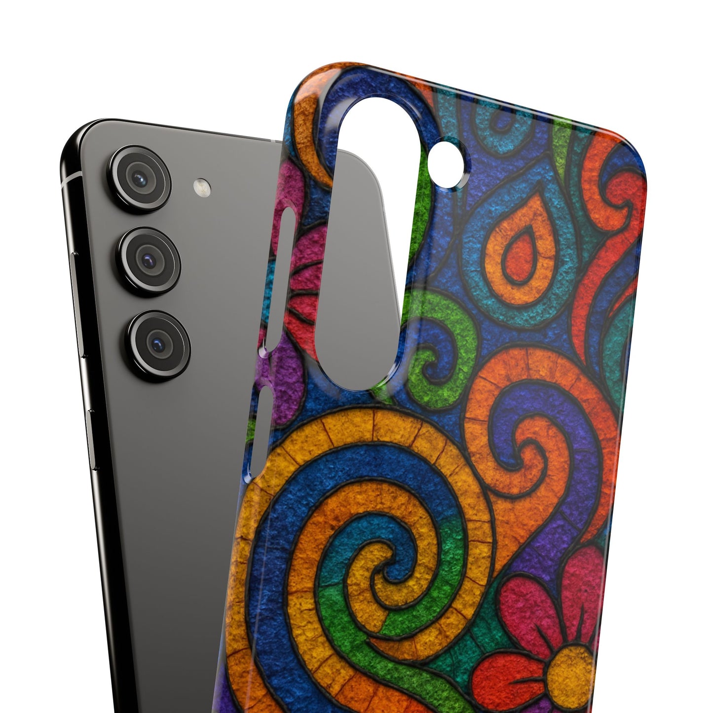 Psychedelic Hippie Phone Case, Boho Rainbow Retro 70s Groovy Art Cover