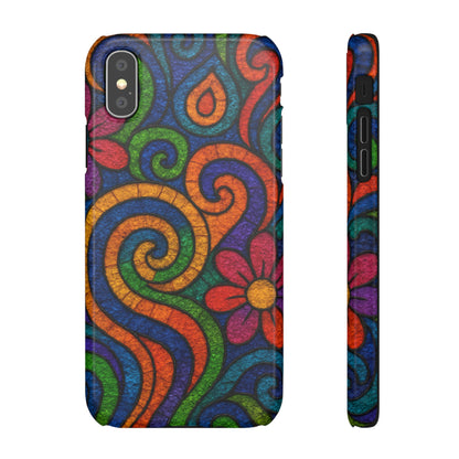 Psychedelic Hippie Phone Case, Boho Rainbow Retro 70s Groovy Art Cover