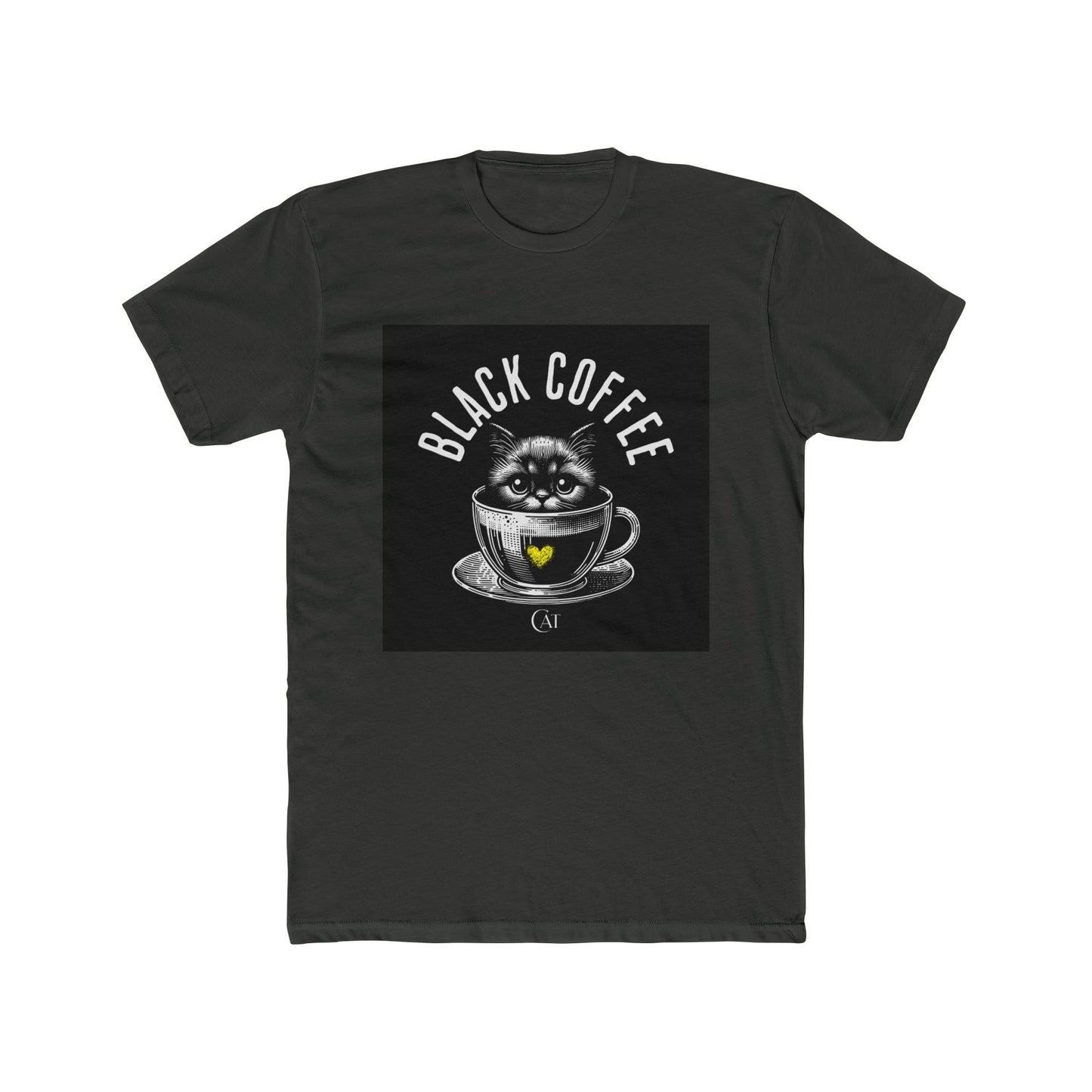 Unisex Cotton Crew Tee Black coffee cat
