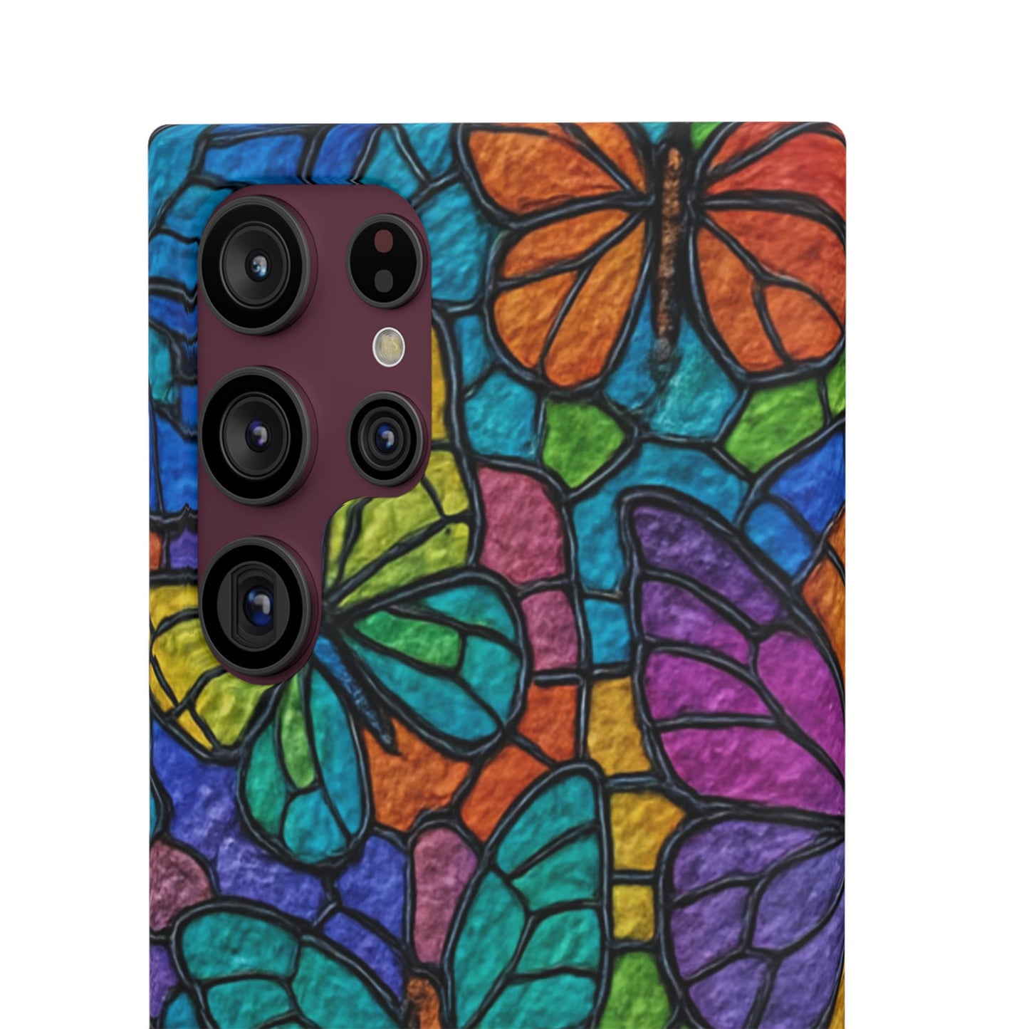 Psychedelic Butterfly Mosaic Phone Case, Trippy Hippie Butterflies,  Rainbow Stained-Glass Art Cover | Boho Festival Aesthetic Case