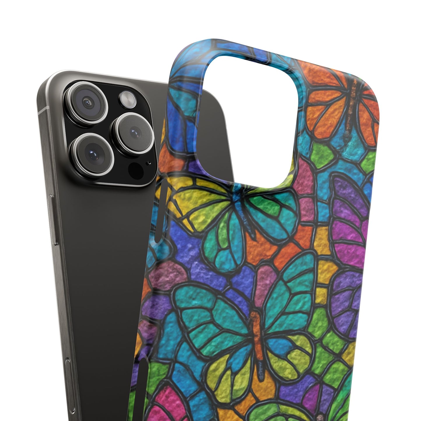Psychedelic Butterfly Mosaic Phone Case, Trippy Hippie Butterflies,  Rainbow Stained-Glass Art Cover | Boho Festival Aesthetic Case