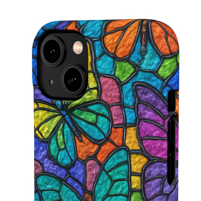Psychedelic Butterfly Mosaic Phone Case, Trippy Hippie Butterflies,  Rainbow Stained-Glass Art Cover | Boho Festival Aesthetic Case