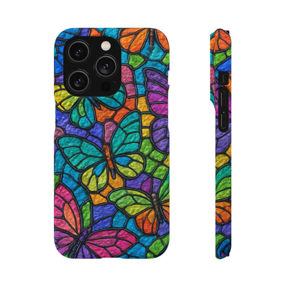 Psychedelic Butterfly Mosaic Phone Case, Trippy Hippie Butterflies,  Rainbow Stained-Glass Art Cover | Boho Festival Aesthetic Case