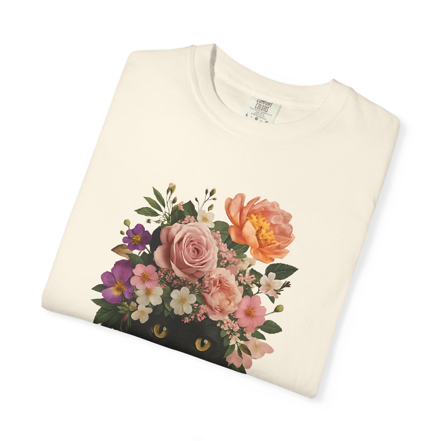 Black Cat Flowers Coffee Books Unisex T-shirt, Graphic Tee, Cat Lover Gift, Bookworm Shirt, Coffee Lovers Top