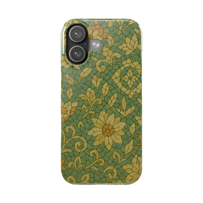 Slim Phone Cases Desert Bloom Boho Mosaic iPhone Case | Handcrafted Ceramic Tile Look | Warm Terracotta & Rose