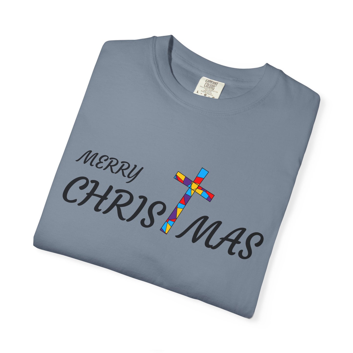 Merry Christmas Unisex  T-shirt with T Cross, Holiday Tee, Festive Shirt, Xmas Apparel, Religious Christmas Top