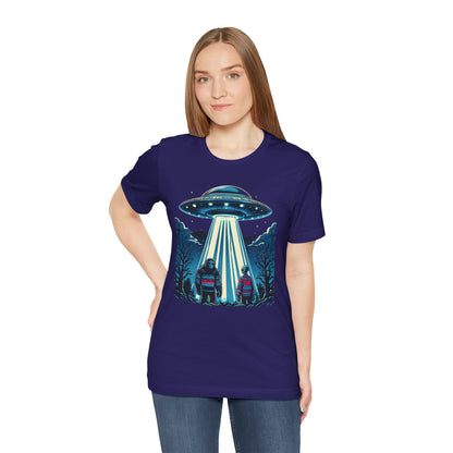 Alien Spaceship and Bigfoot Ugly Christmas Sweater Tee