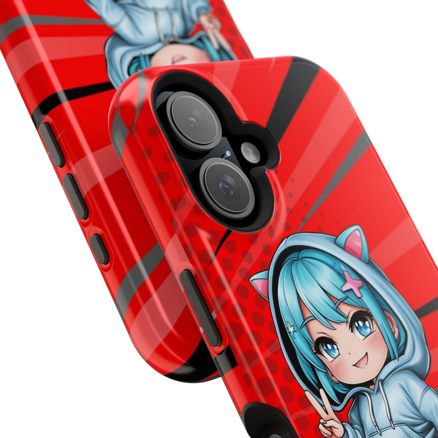 Phone Cases, Cute Chibi Girl in Cat Hoodie, Kawaii Anime Design, Protective Cover, Gift for Anime Fans, Cute Phone Accessories, Cat Lover