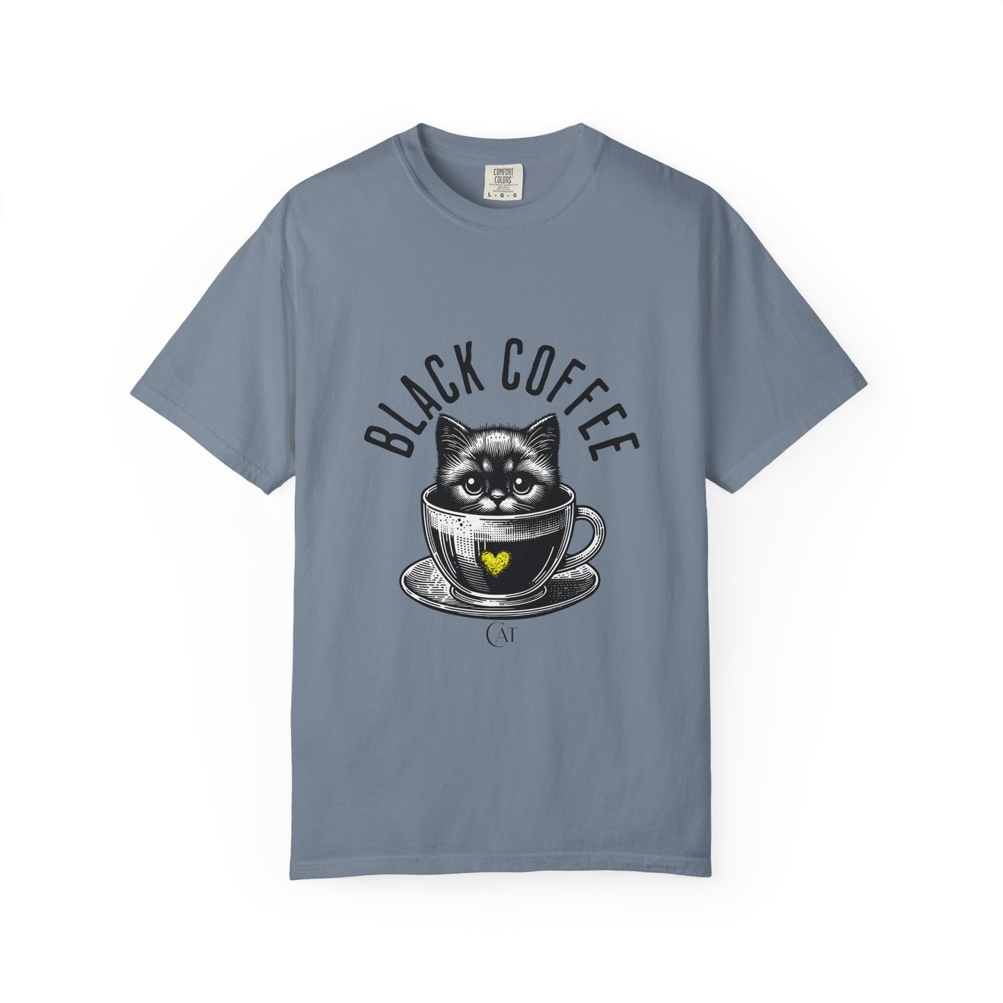 Comfort Colors T-shirt Black Coffee Cat funny, Unisex Tee, Garment-Dyed Shirt, Funny Graphic Tee, Cat Lover Gift, Coffee Lover Shirt