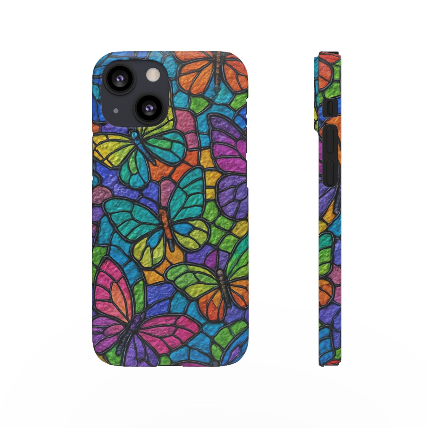 Psychedelic Butterfly Mosaic Phone Case, Trippy Hippie Butterflies,  Rainbow Stained-Glass Art Cover | Boho Festival Aesthetic Case
