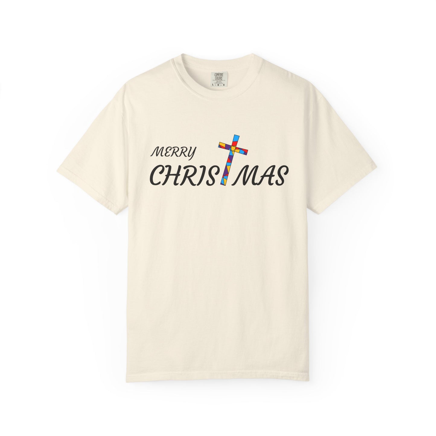 Merry Christmas Unisex  T-shirt with T Cross, Holiday Tee, Festive Shirt, Xmas Apparel, Religious Christmas Top