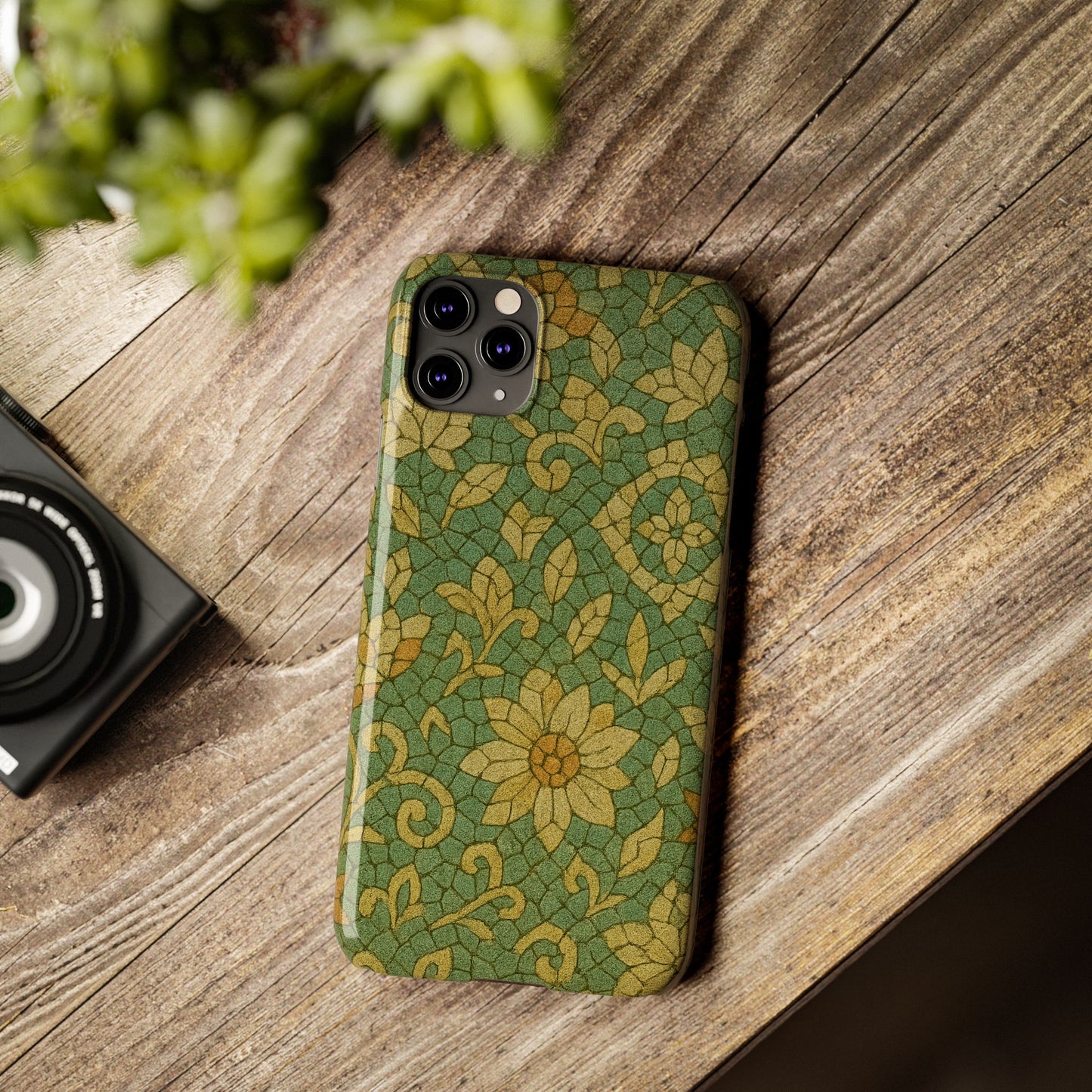 Slim Phone Cases Desert Bloom Boho Mosaic iPhone Case | Handcrafted Ceramic Tile Look | Warm Terracotta & Rose