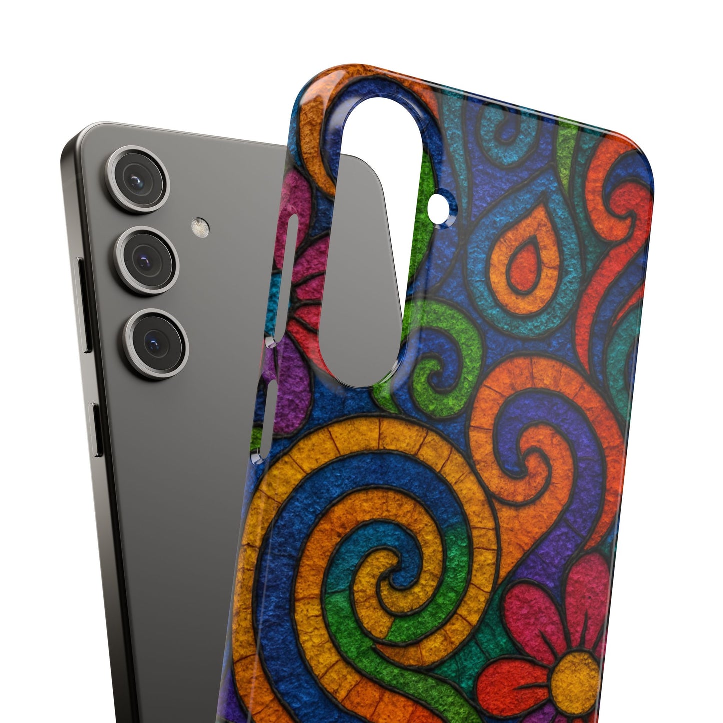 Psychedelic Hippie Phone Case, Boho Rainbow Retro 70s Groovy Art Cover