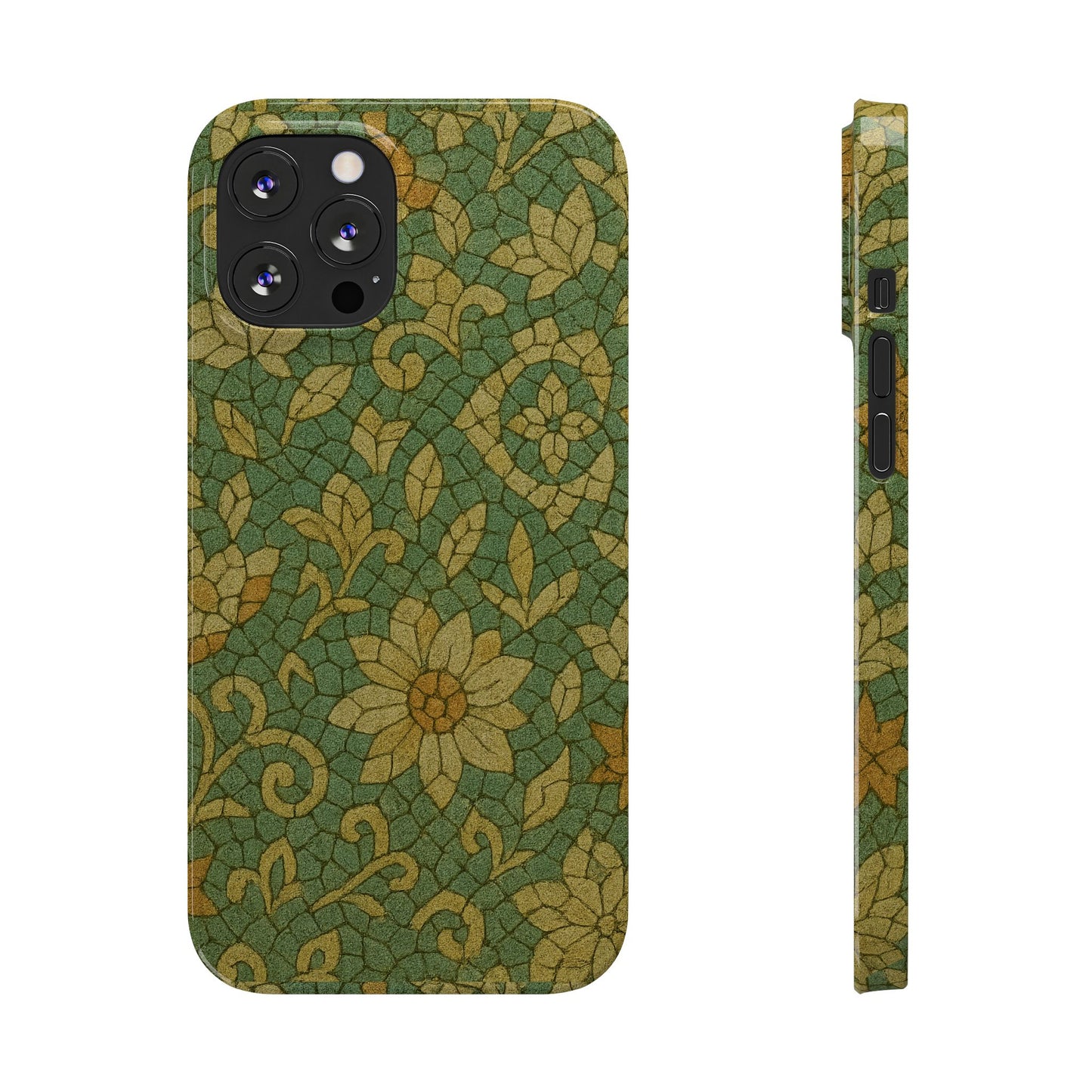 Slim Phone Cases Desert Bloom Boho Mosaic iPhone Case | Handcrafted Ceramic Tile Look | Warm Terracotta & Rose