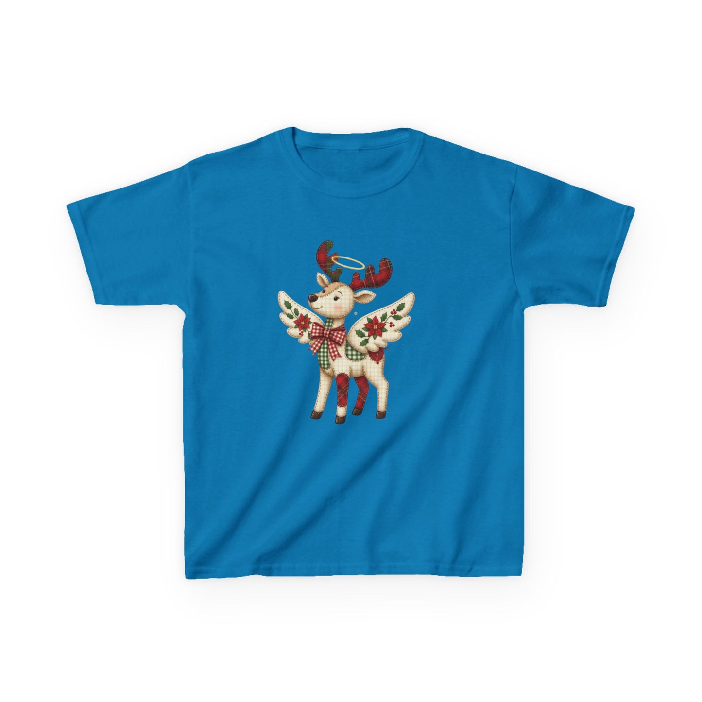Christmas Deer Patchwork Kids Tee - Festive Children's Clothing