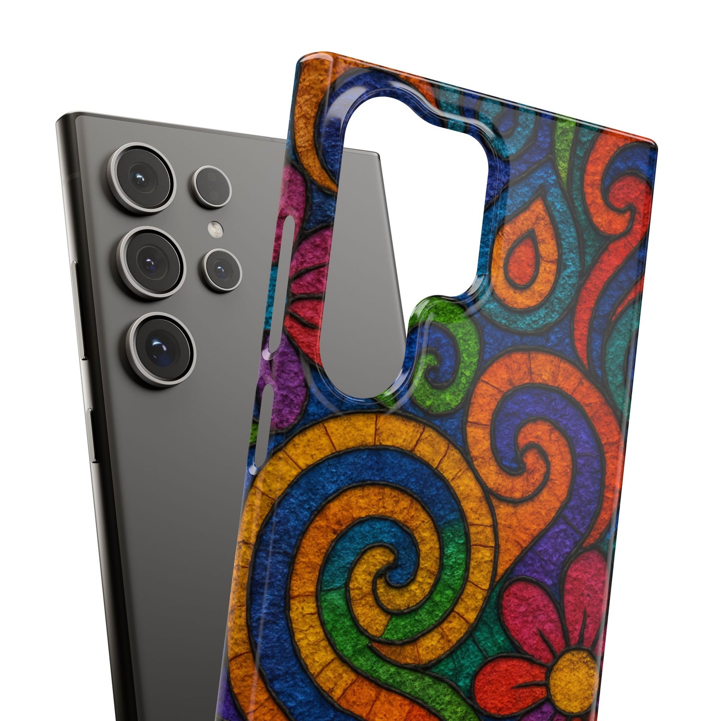 Psychedelic Hippie Phone Case, Boho Rainbow Retro 70s Groovy Art Cover