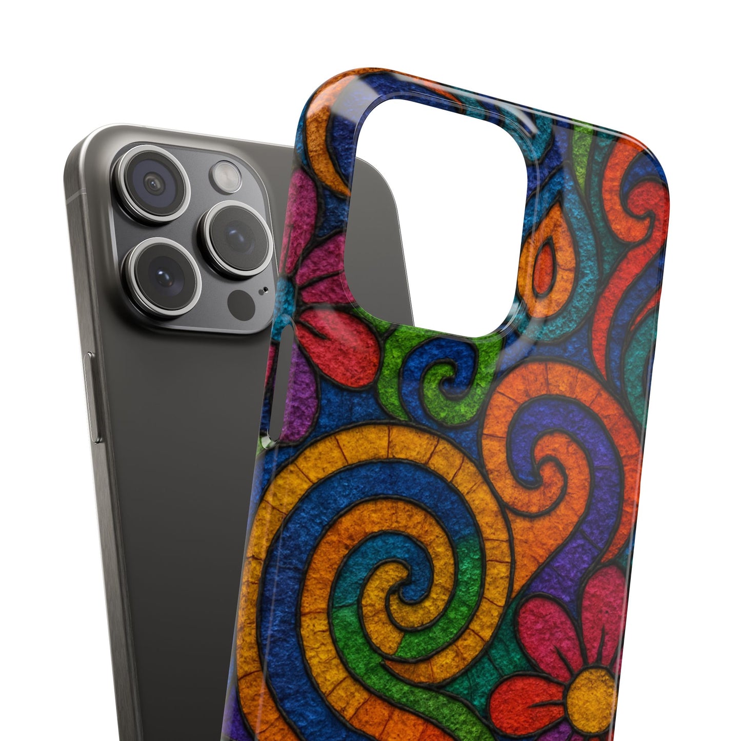 Psychedelic Hippie Phone Case, Boho Rainbow Retro 70s Groovy Art Cover