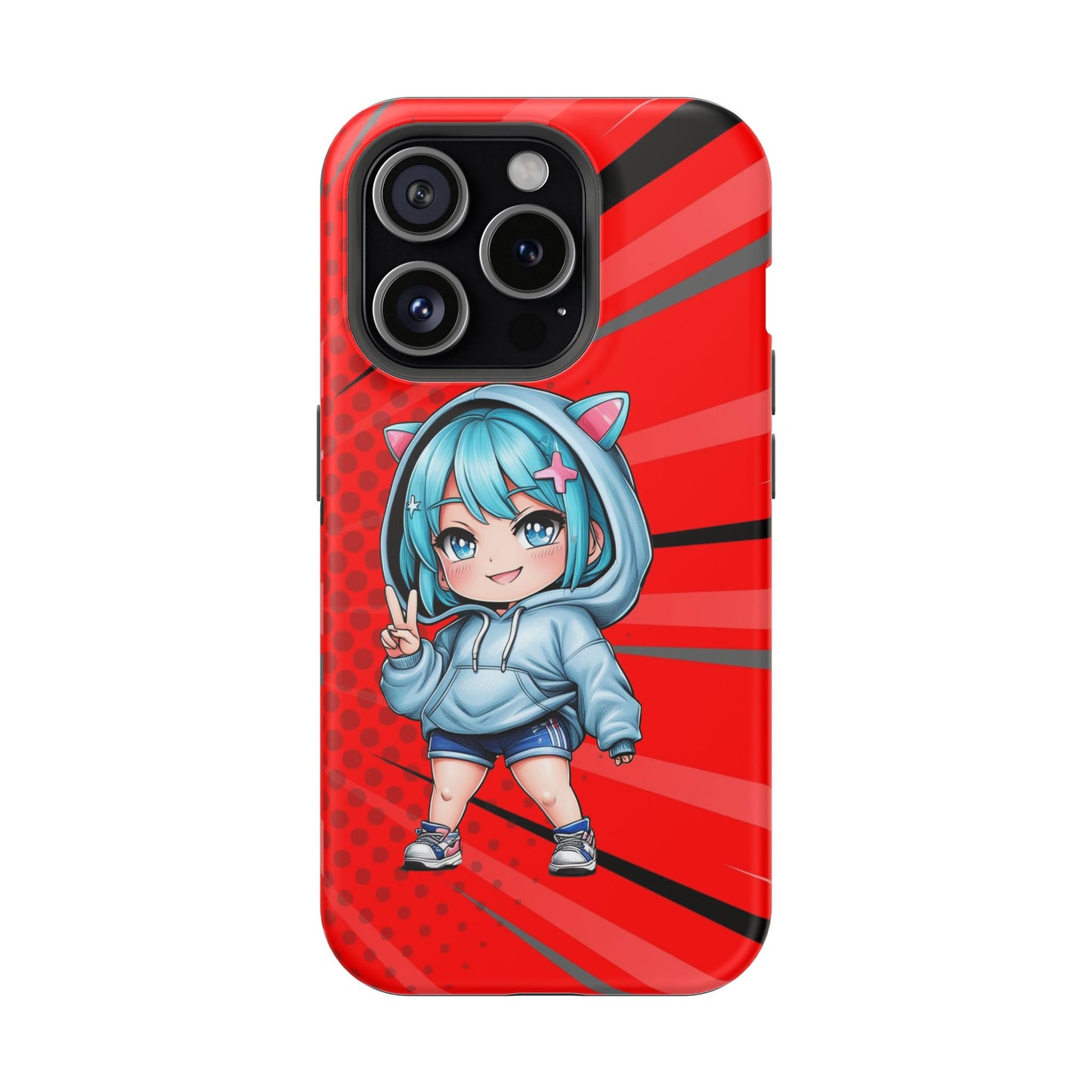 Phone Cases, Cute Chibi Girl in Cat Hoodie, Kawaii Anime Design, Protective Cover, Gift for Anime Fans, Cute Phone Accessories, Cat Lover
