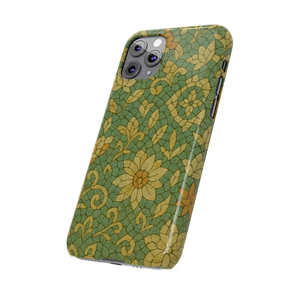 Slim Phone Cases Desert Bloom Boho Mosaic iPhone Case | Handcrafted Ceramic Tile Look | Warm Terracotta & Rose