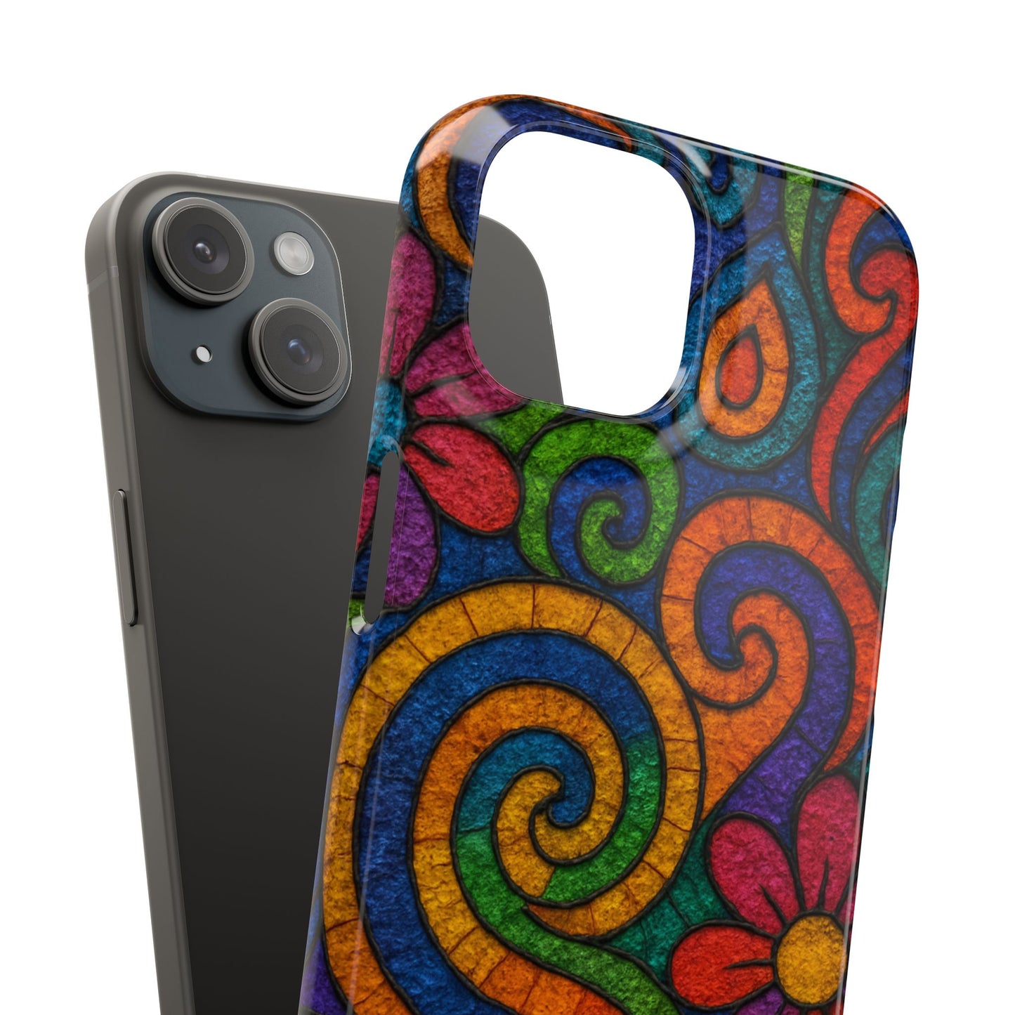 Psychedelic Hippie Phone Case, Boho Rainbow Retro 70s Groovy Art Cover