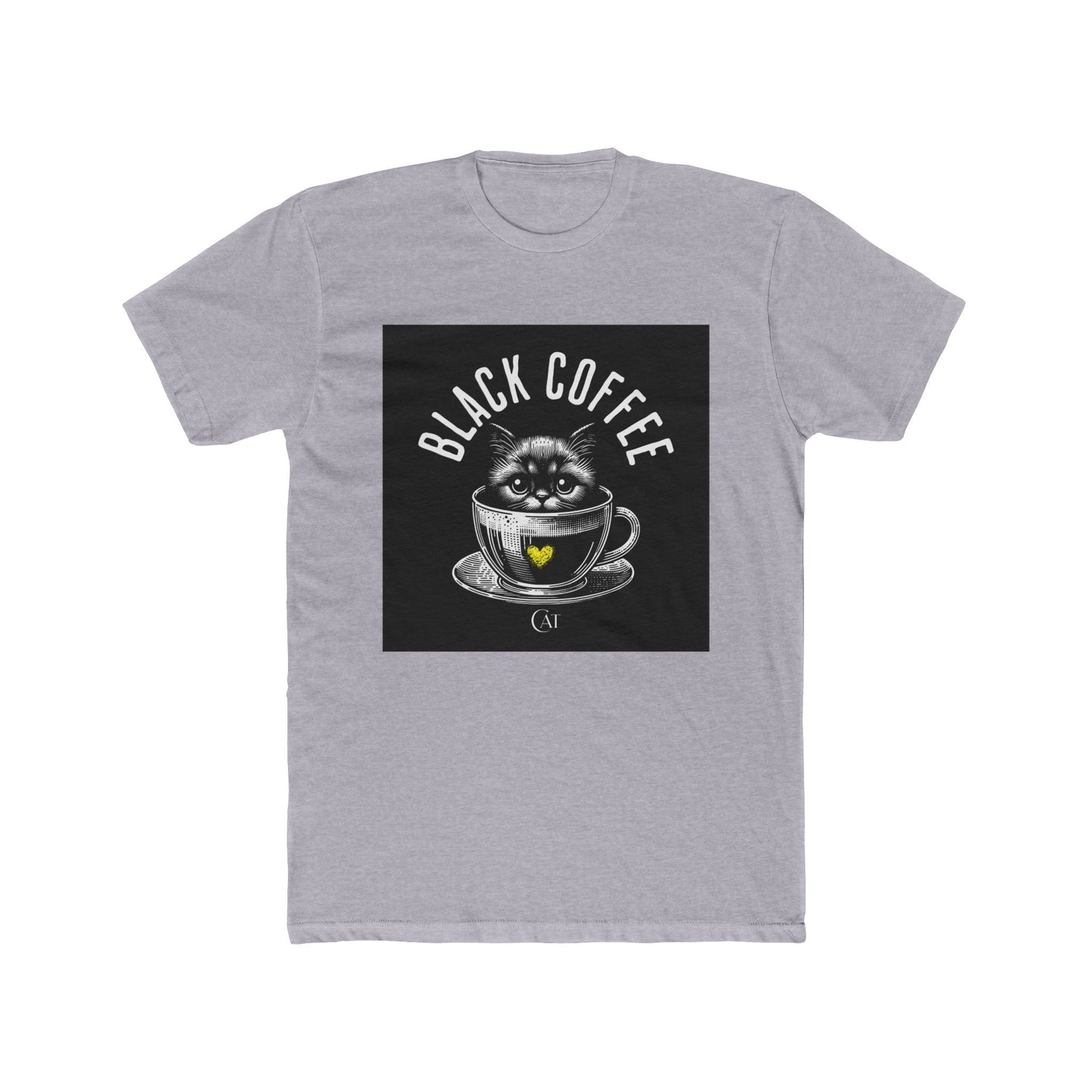 Unisex Cotton Crew Tee Black coffee cat