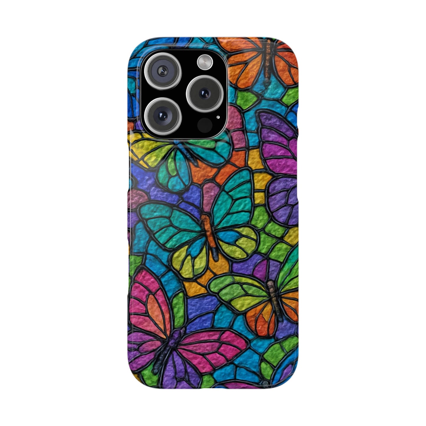 Psychedelic Butterfly Mosaic Phone Case, Trippy Hippie Butterflies,  Rainbow Stained-Glass Art Cover | Boho Festival Aesthetic Case