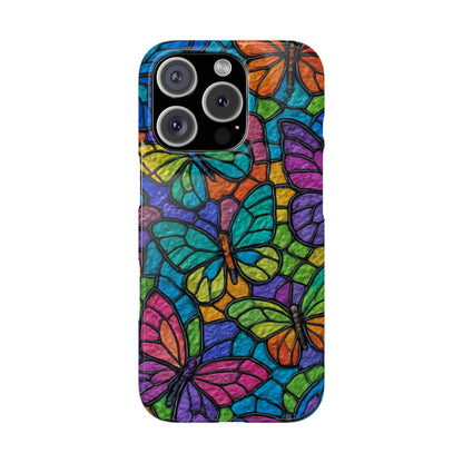 Psychedelic Butterfly Mosaic Phone Case, Trippy Hippie Butterflies,  Rainbow Stained-Glass Art Cover | Boho Festival Aesthetic Case