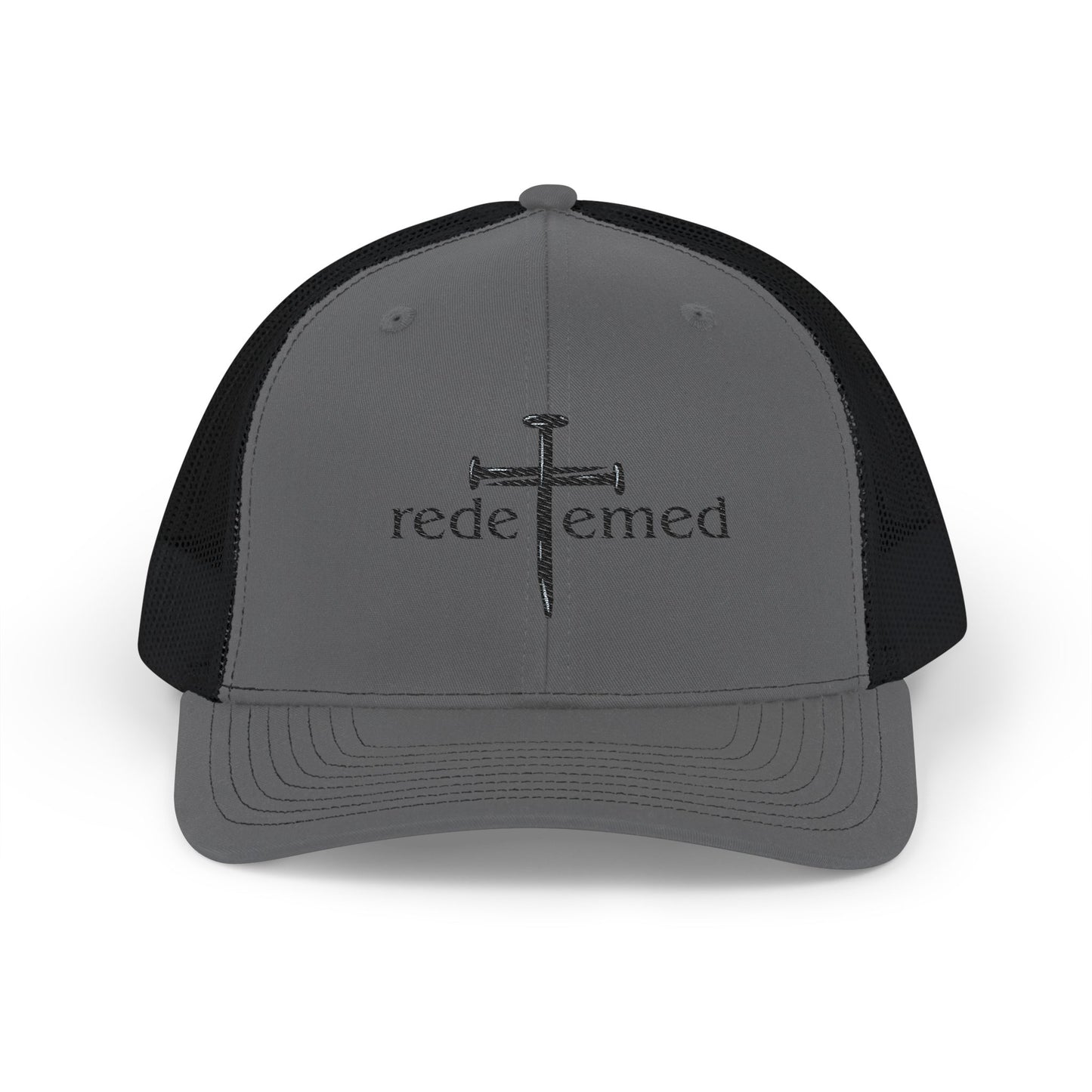 Snapback Cap with Embroidered Redeemed and Cross Design
