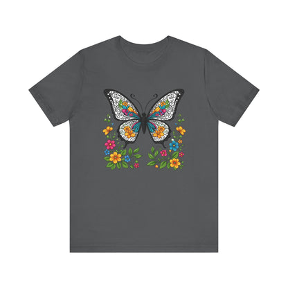 Butterfly Flowers Unisex Tee, Floral Shirt, Nature Lover Gift, Spring T-Shirt, Botanical Top