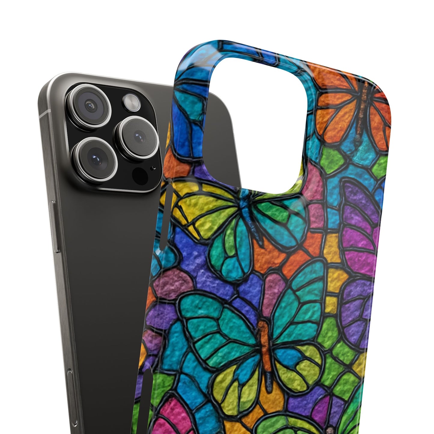 Psychedelic Butterfly Mosaic Phone Case, Trippy Hippie Butterflies,  Rainbow Stained-Glass Art Cover | Boho Festival Aesthetic Case