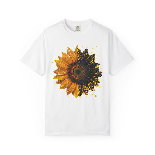 Sunflower Unisex Garment-Dyed T-shirt, Yellow Flower Tee, Floral Shirt, Botanical Top, Nature Lover Gift