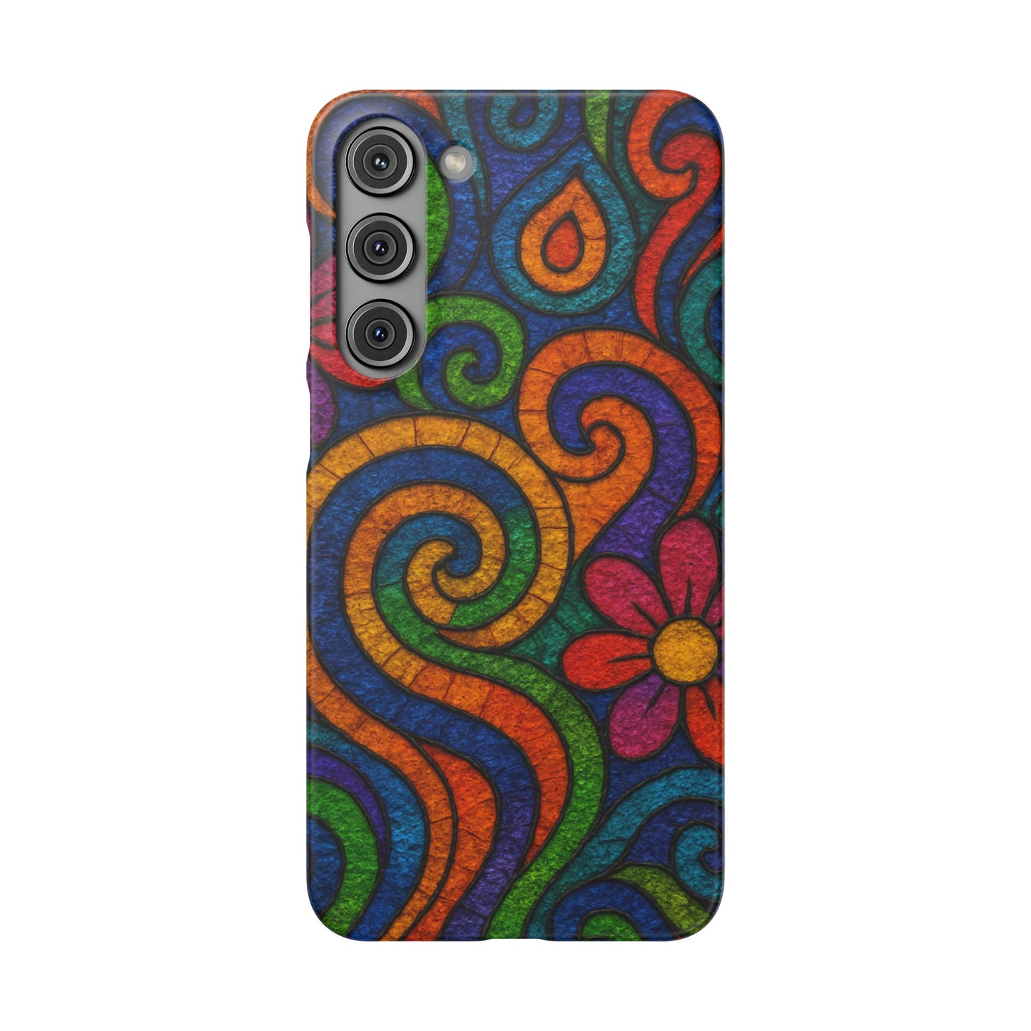 Psychedelic Hippie Phone Case, Boho Rainbow Retro 70s Groovy Art Cover