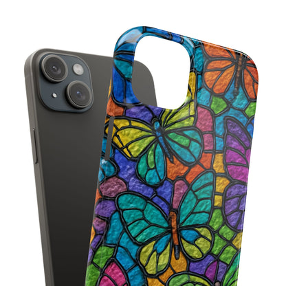 Psychedelic Butterfly Mosaic Phone Case, Trippy Hippie Butterflies,  Rainbow Stained-Glass Art Cover | Boho Festival Aesthetic Case