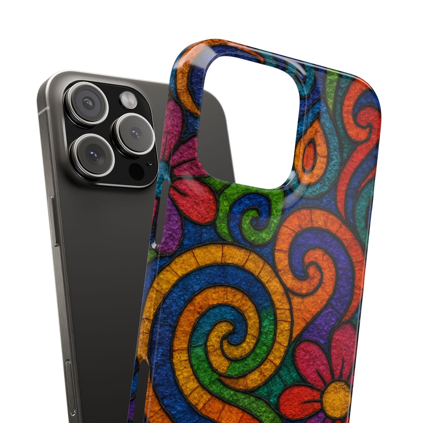 Psychedelic Hippie Phone Case, Boho Rainbow Retro 70s Groovy Art Cover