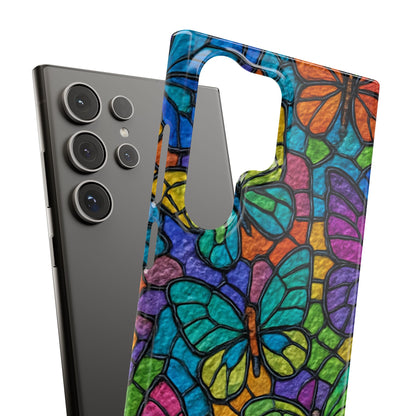 Psychedelic Butterfly Mosaic Phone Case, Trippy Hippie Butterflies,  Rainbow Stained-Glass Art Cover | Boho Festival Aesthetic Case