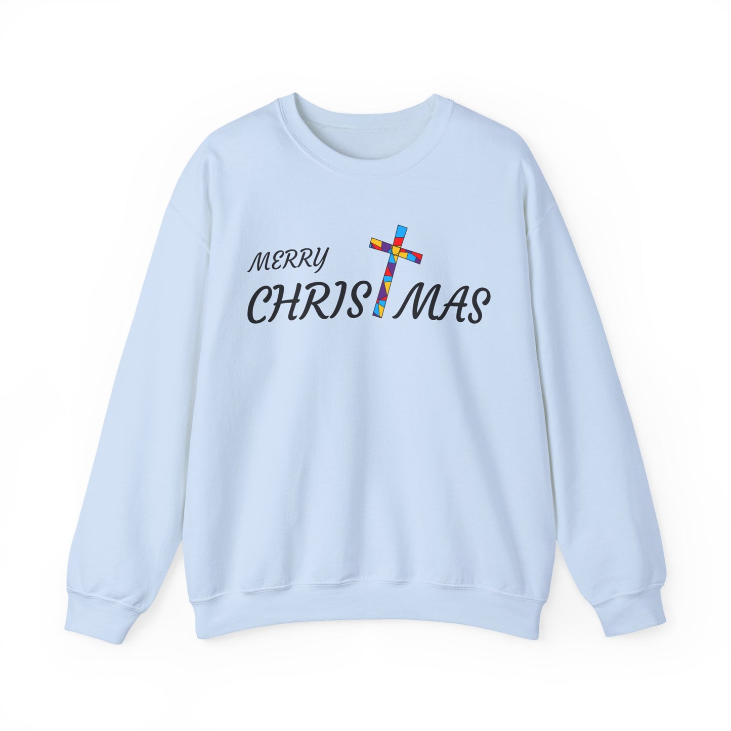 Merry Christmas Unisex Sweatshirt, Religious Holiday Crewneck Jumper, Cross Design Pullover, Merry Christmas Apparel, Christmas Gift