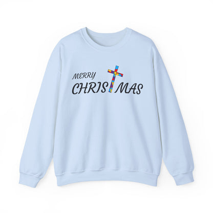 Merry Christmas Unisex Sweatshirt, Religious Holiday Crewneck Jumper, Cross Design Pullover, Merry Christmas Apparel, Christmas Gift