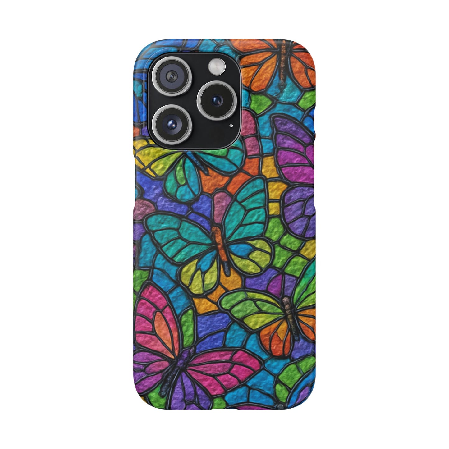 Psychedelic Butterfly Mosaic Phone Case, Trippy Hippie Butterflies,  Rainbow Stained-Glass Art Cover | Boho Festival Aesthetic Case