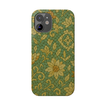 Slim Phone Cases Desert Bloom Boho Mosaic iPhone Case | Handcrafted Ceramic Tile Look | Warm Terracotta & Rose