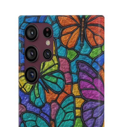 Psychedelic Butterfly Mosaic Phone Case, Trippy Hippie Butterflies,  Rainbow Stained-Glass Art Cover | Boho Festival Aesthetic Case