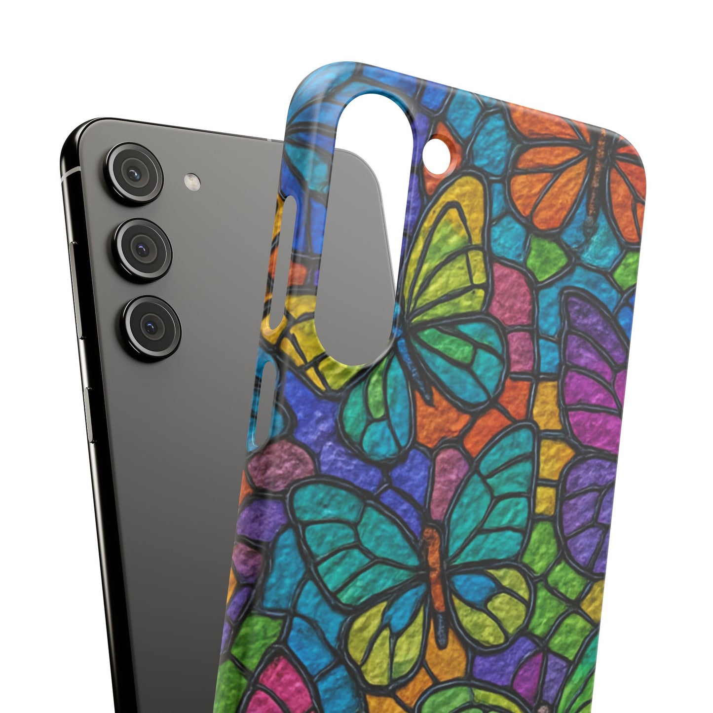 Psychedelic Butterfly Mosaic Phone Case, Trippy Hippie Butterflies,  Rainbow Stained-Glass Art Cover | Boho Festival Aesthetic Case